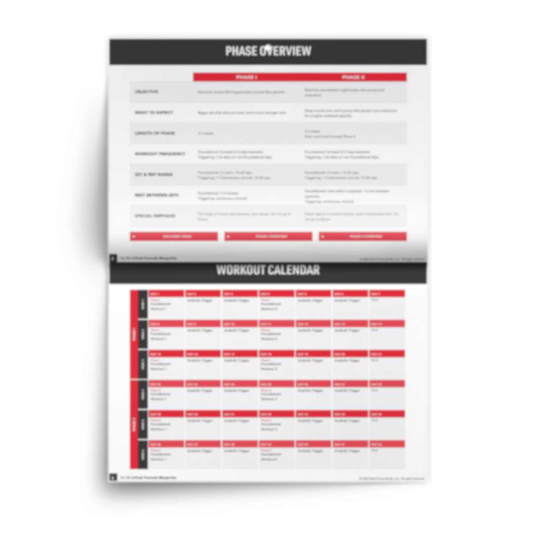 The No B.S. 6-Pack Formula phase overview and workout calendar